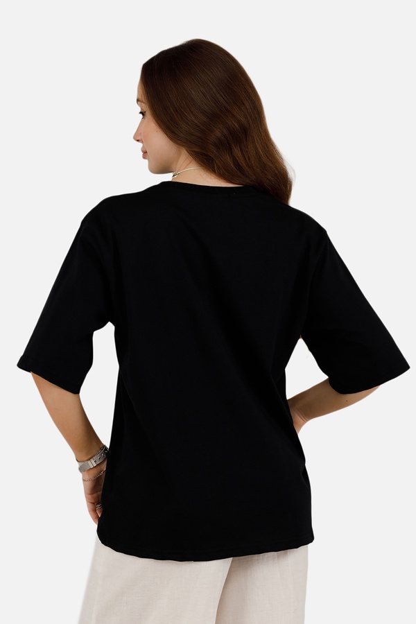 Жіноча патріотична футболка з коротким рукавом 46 колір чорний ЦБ-00253318