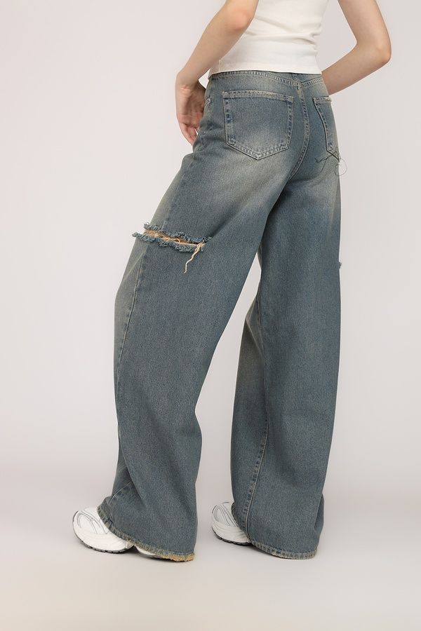 Джинси baggy жіночі колір блакитний 44 ЦБ-00273491 фото