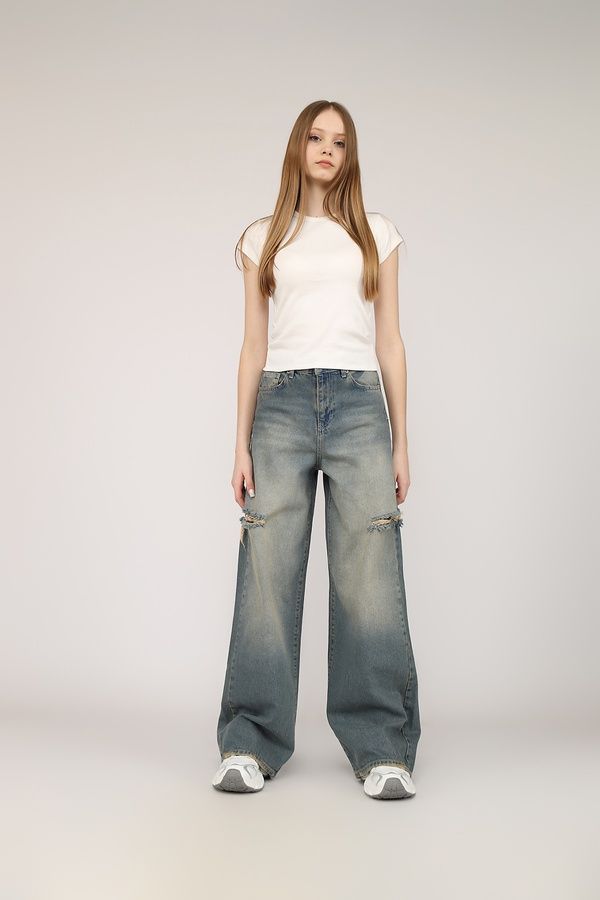 Джинси baggy жіночі колір блакитний 44 ЦБ-00273491 фото