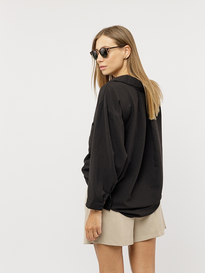 Жіноча блуза з довгим рукавом 44 колір чорний ЦБ-00227802 SKT000927474 фото