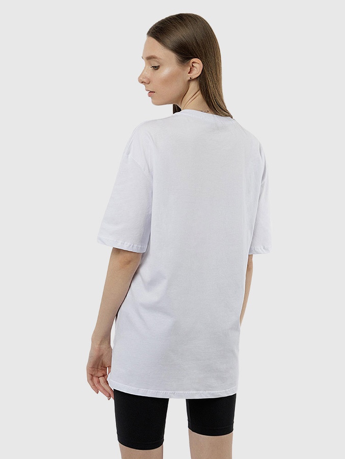 Жіноча подовжена футболка регуляр 50 колір білий ЦБ-00215342 SKT000898392 фото