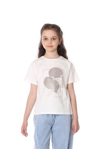 Футболка з коротким рукавом для дівчинки колір молочний 134 ЦБ-00295237 фото