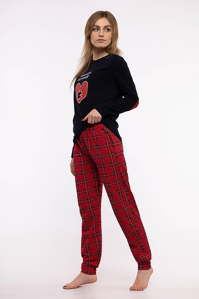 Жіноча піжама з довгим рукавом 48 колір червоний ЦБ-00210555 SKT000890076 фото