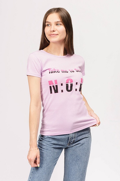 Жіноча футболка 48 колір бузковий ЦБ-00192029 SKT000847841 фото
