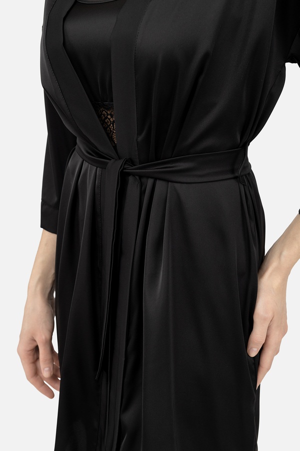 Жіночий халат 48 колір чорний ЦБ-00244096 SKT000977774 фото
