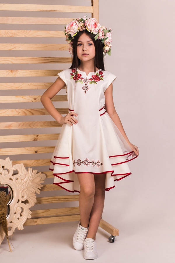Платье вышиванка на девочку 140 цвет молочный ЦБ-00117737 SKT000448566 фото