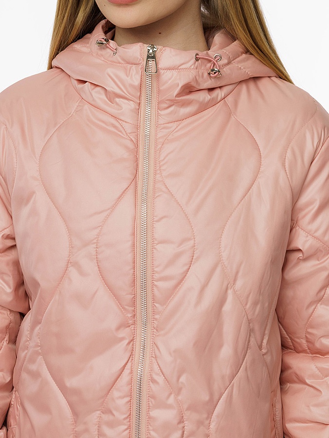 Жіноча демісезонна стьобана куртка 44 колір персиковий ЦБ-00206936 SKT000882026 фото