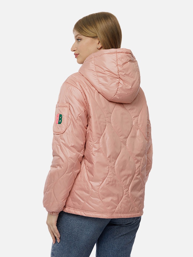 Жіноча демісезонна стьобана куртка 44 колір персиковий ЦБ-00206936 SKT000882026 фото