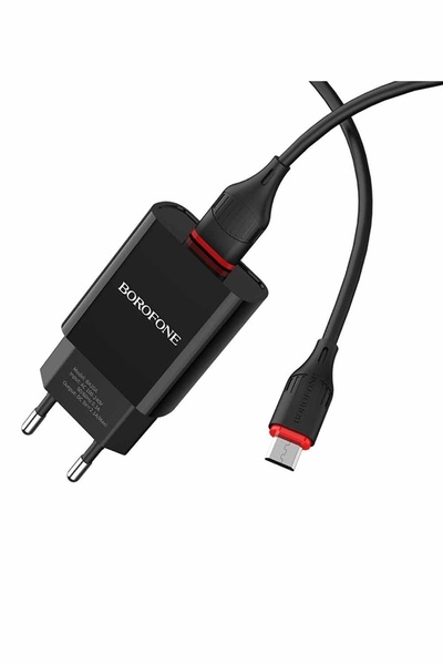 Мережевий зарядний пристрій Borofone BA20A 1 USB 2.1a Micro колір чорний ЦБ-00192791 SKT000850331 фото