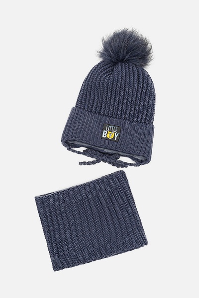 Комплект шапка-шарф на мальчика 42-44 цвет джинс ЦБ-00206100 SKT000879717 фото