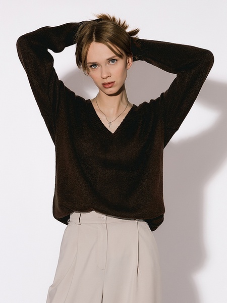 Жіночий пуловер 46 колір коричневий ЦБ-00224589 SKT000920433 фото