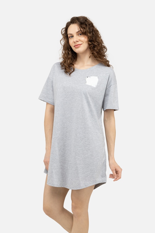 Жіноча нічна сорочка 48 колір світло-сірий ЦБ-00244130 SKT000977909 фото