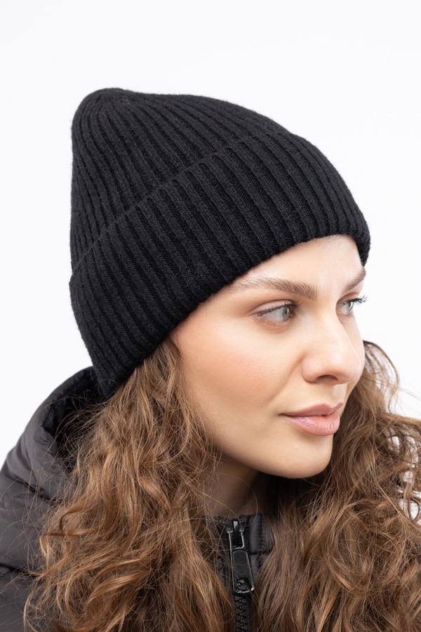 Жіноча шапка 56-58 колір чорний ЦБ-00237218 SKT000953739 фото