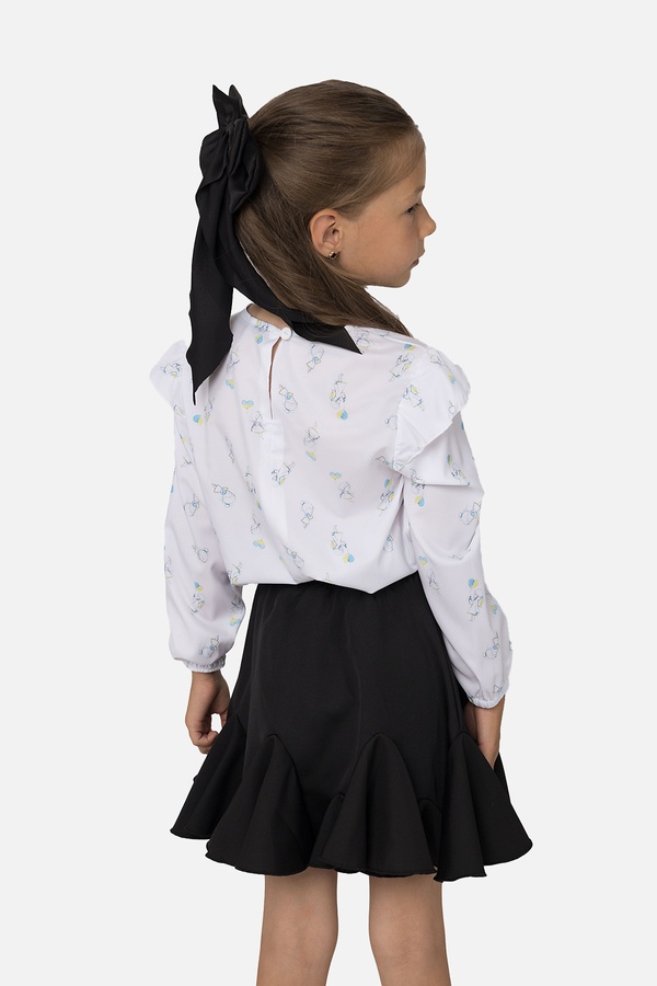 Блуза с длинным рукавом для девочки 116 цвет белый ЦБ-00251227 SKT000996199 фото