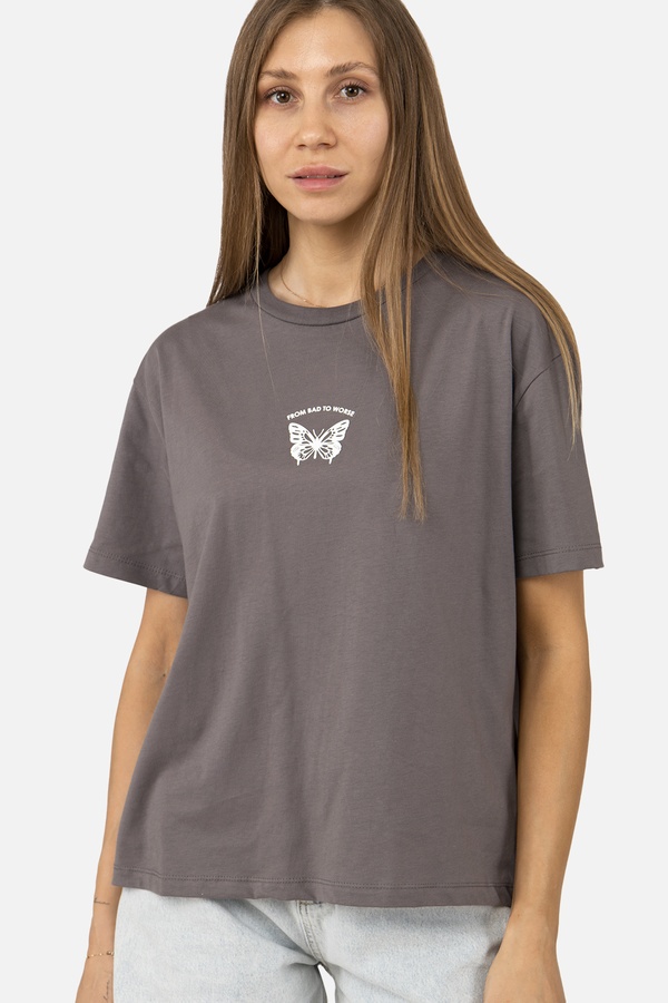 Женская футболка с коротким рукавом 48 цвет серый ЦБ-00253733