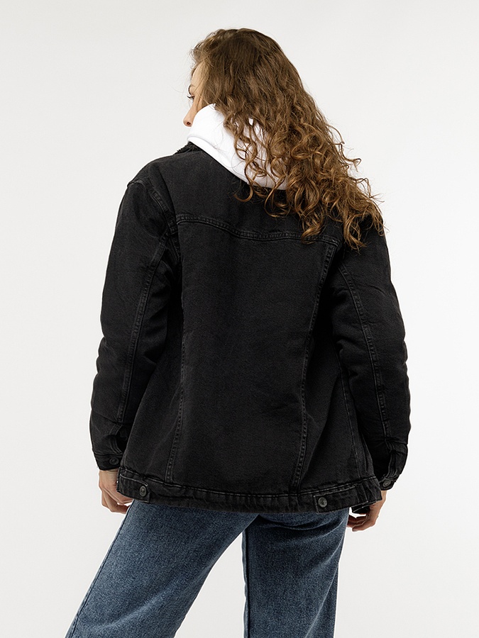 Женска джинсовая куртка 48 цвет темно-серый ЦБ-00228217 SKT000928570 фото