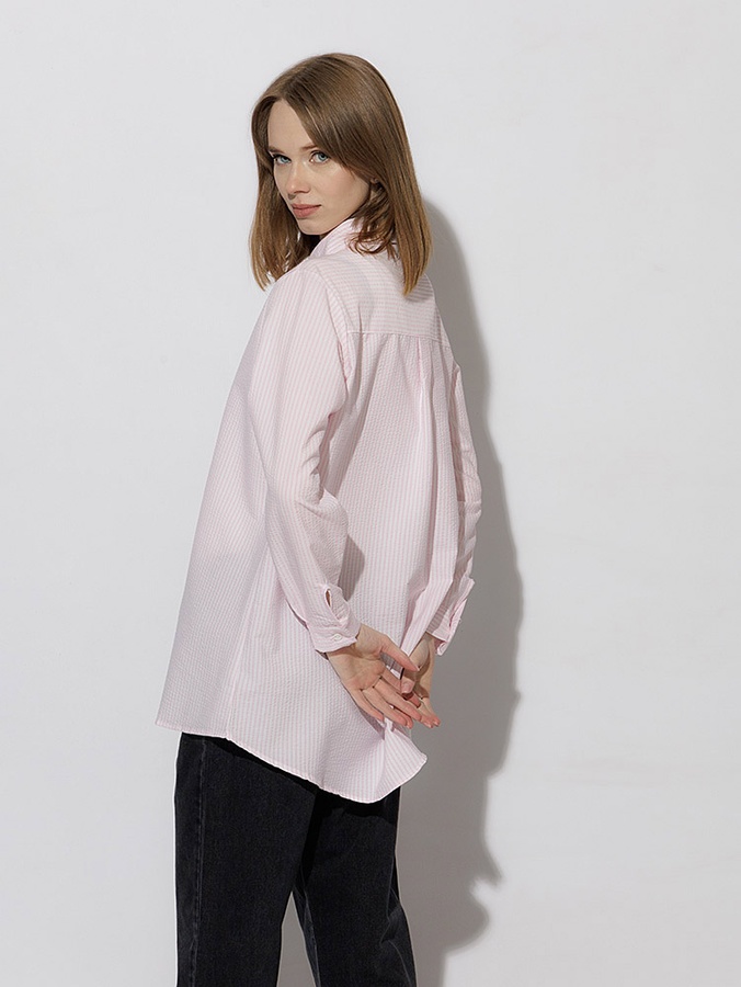 Женская рубашка с длинным рукавом 46 цвет розовый ЦБ-00219065 SKT000906179 фото