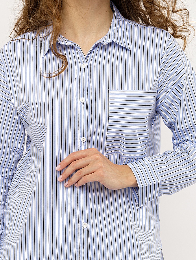 Женская рубашка с длинным рукавом 48 цвет голубой ЦБ-00224604 SKT000920468 фото