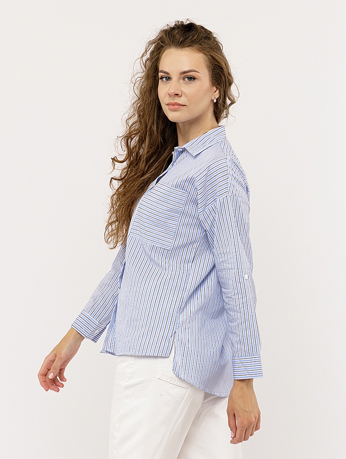 Жіноча сорочка з довгим рукавом 48 колір блакитний ЦБ-00224604 SKT000920468 фото