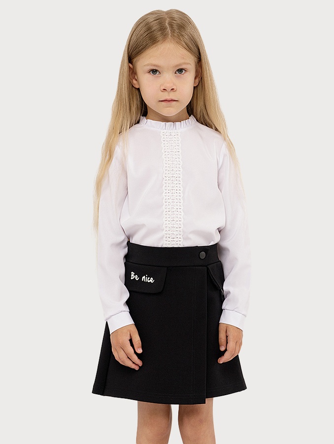 Блуза довгий рукав для дівчинки 116 колір білий ЦБ-00222559 SKT000915564 фото