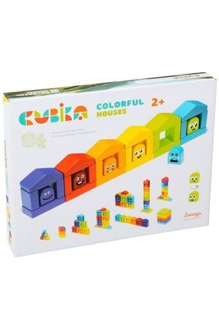 Деревяний конструктор "Кольорові будиночки" Cubika 14866 ЦБ-00083199 фото