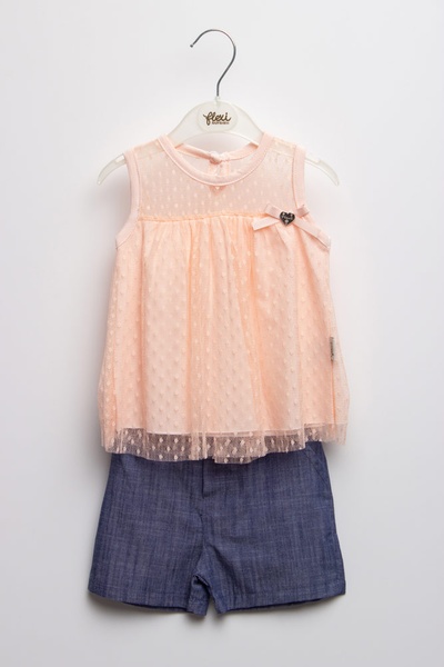 Костюм с шортами на девочку 86 цвет персиковый ЦБ-00152071 SKT000519677 фото