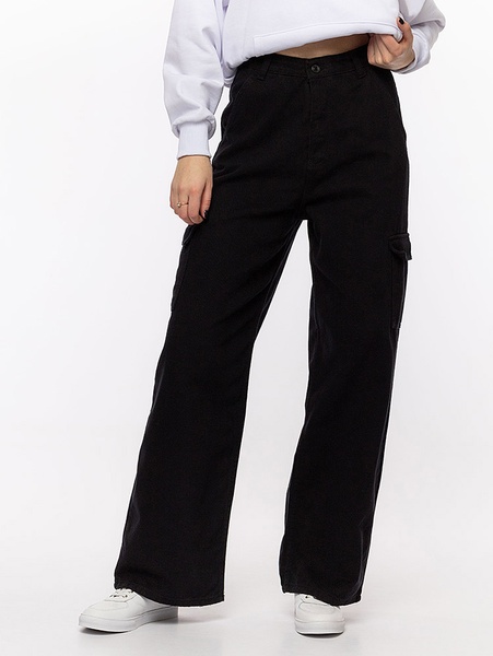 Жіночі джинси з карманами 46 колір чорний ЦБ-00214173 SKT000895877 фото