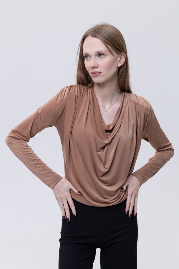Жіноча блуза з довгим рукавом 42 колір бронзовий ЦБ-00233759 SKT000942152 фото