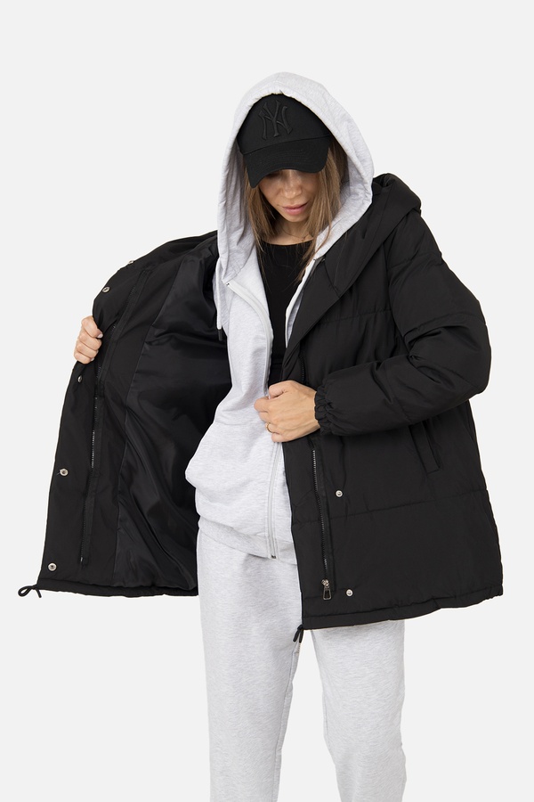 Жіноча куртка 50 колір чорний ЦБ-00223832 SKT000918353 фото
