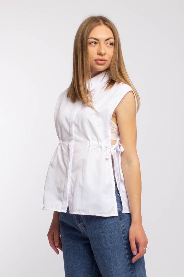 Блуза без рукава на зав'язках 42 колір білий ЦБ-00157351 SKT000533414 фото
