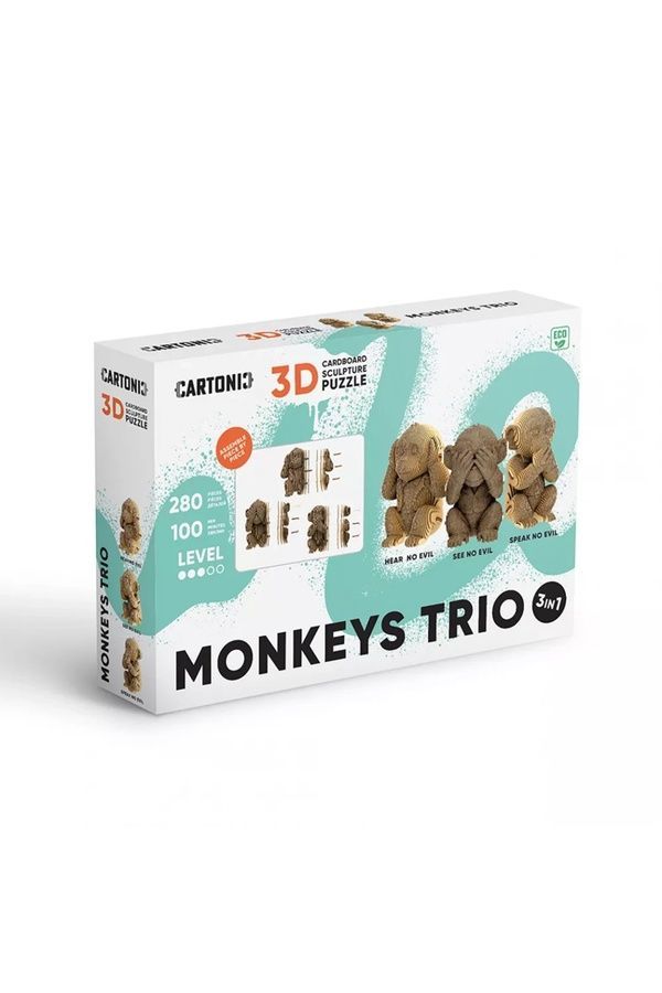 Картонный конструктор Cartonic 3D Puzzle MONKEYS TRIO Cartonic CARTTRIOMONK ЦБ-00289956 фото