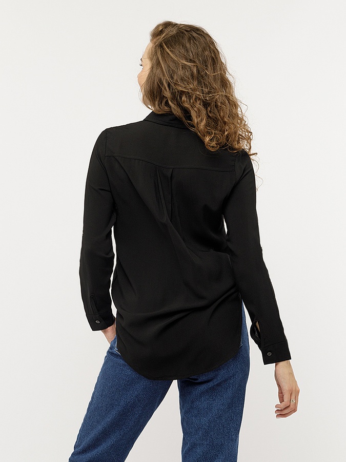 Жіноча сорочка з довгим рукавом 38 колір чорний ЦБ-00227669 SKT000927070 фото