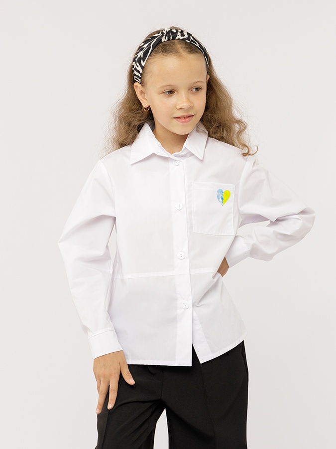 Сорочка з довгим рукавом для дівчинки 116 колір білий ЦБ-00221714 SKT000913458 фото