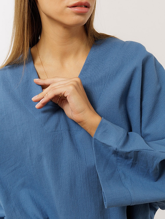 Женская блуза оверсайз 42 цвет синий ЦБ-00219290 SKT000906955 фото