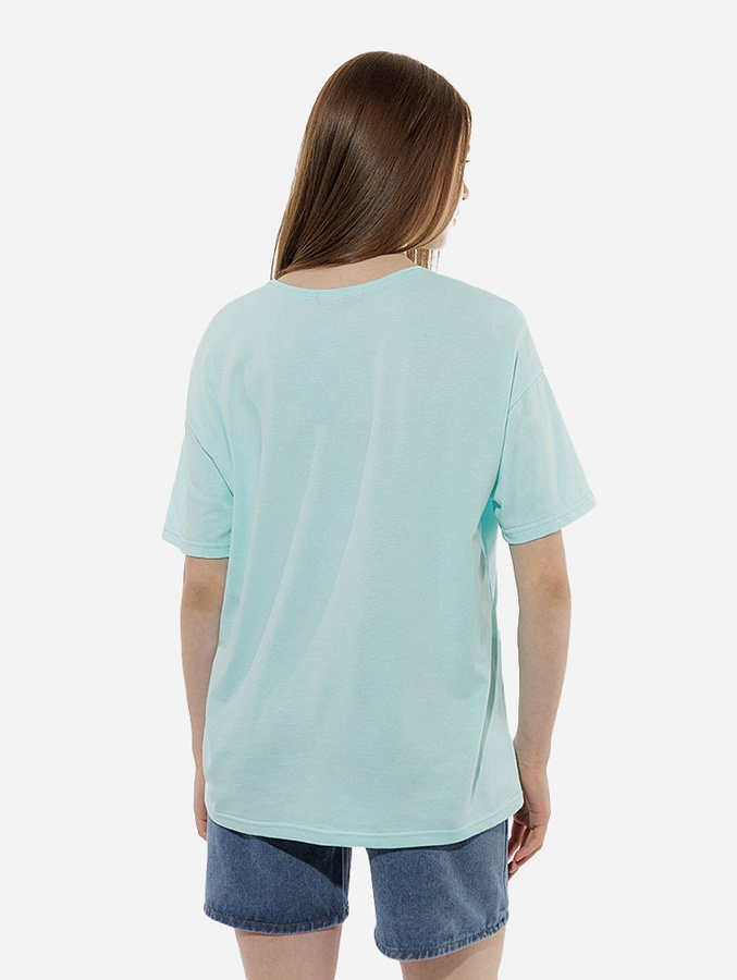 Жіноча футболка оверсайз 42 колір бірюзовий ЦБ-00219232 SKT000906753 фото