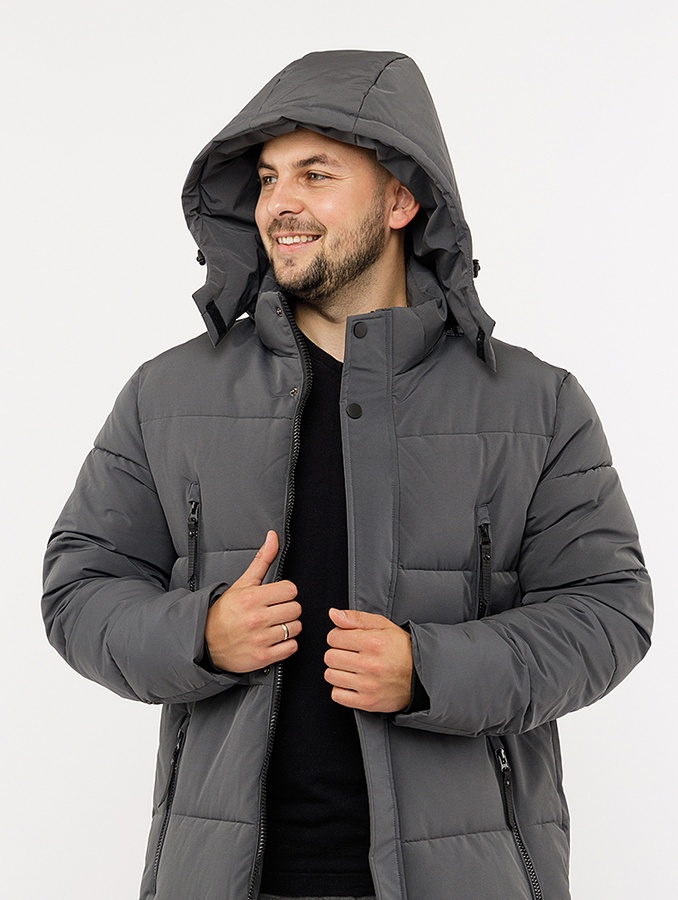 Мужская куртка удлиненная 52 цвет серый ЦБ-00220377 SKT000909549 фото