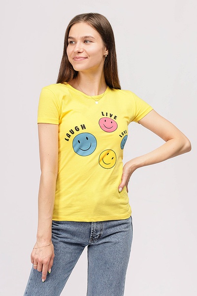 Женская футболка 48 цвет желтый ЦБ-00191976 SKT000847629 фото