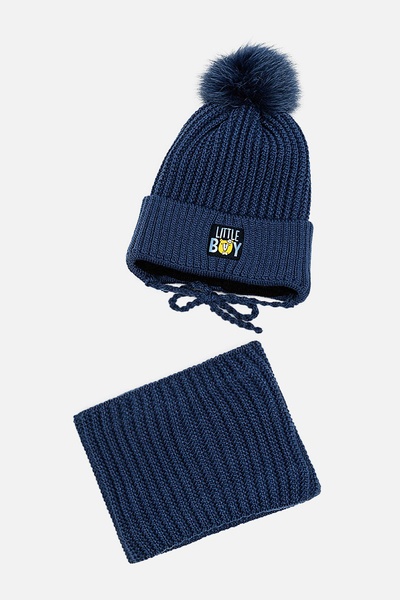 Комплект шапка-шарф на хлопчика 42-44 колір синій ЦБ-00206101 SKT000879718 фото