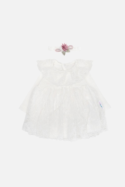 Платье с повязкой для девочки 80 цвет белый ЦБ-00243084 SKT000966917 фото