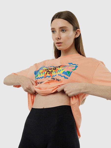 Женская удлиненная футболка регуляр 50 цвет персиковый ЦБ-00215343 SKT000898395 фото