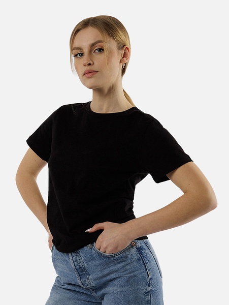 Женская футболка регуляр 50 цвет черный ЦБ-00210729 SKT000890467 фото