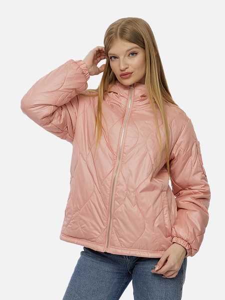 Жіноча демісезонна стьобана куртка 48 колір персиковий ЦБ-00206936 SKT000882028 фото