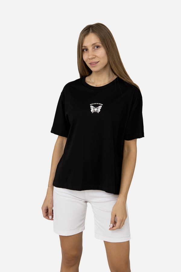 Женская футболка с коротким рукавом 44 цвет черный ЦБ-00253735