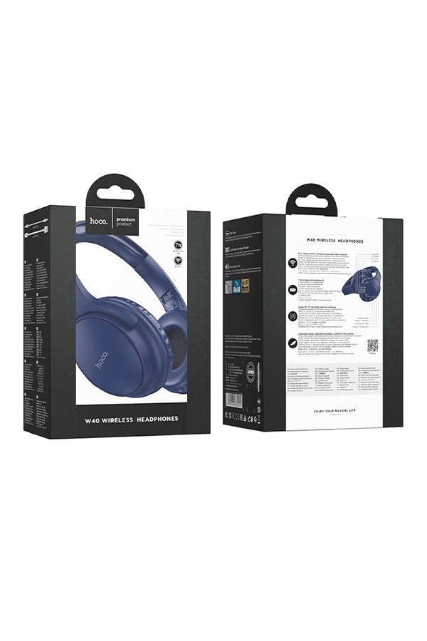 Бездротові накладні навушники Hoco W40 з мікрофоном колір синій ЦБ-00245366 SKT000981394 фото