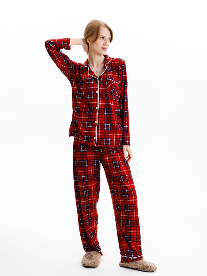 Жіноча піжама 50 колір червоний ЦБ-00233224 SKT000941002 фото