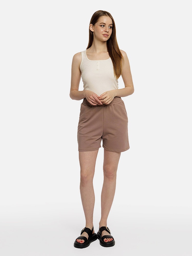 Жіночі короткі шорти 46 колір капучино ЦБ-00221772 SKT000913522 фото