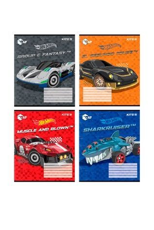 Зошит шкільний в косу лінію на 12 аркушів - Kite Hot Wheels KITE HW24-235 ЦБ-00256762 фото