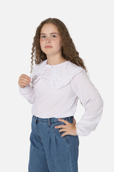 Блуза з довгим рукавом для дівчинки 152 колір білий ЦБ-00251245 SKT000996294 фото