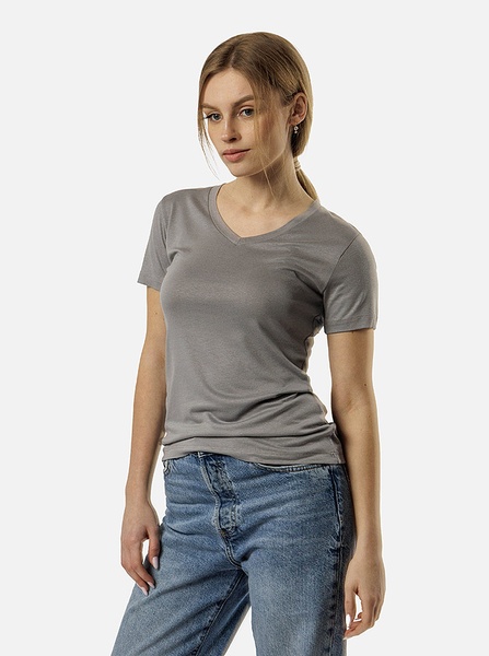 Жіноча футболка регуляр 52 колір сірий ЦБ-00210730 SKT000890473 фото