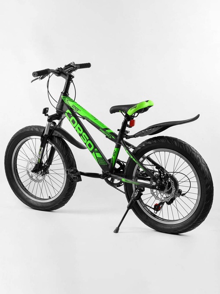 Дитячий спортивний велосипед 20 "дюймів «AERO» колір чорно-салатовий ЦБ-00213422 SKT000893674 фото